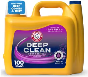 ARM & HAMMER Deep Clean Odor Formula Liquid Laundry Detergent, Laundry Odor Remover, Radiant Burst Scent, 150 Fl Oz, 100 Loads