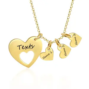 Personalized Engraved Multiple Names Stainless Steel Heart Pendant Necklace, Custom Mother's Day Gift with Reliable Quality, Mothers Day Gift