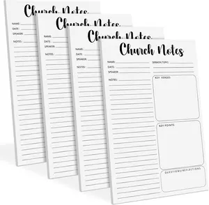 4 Pack Church Notes Notebook 5.5 x 8.5 Inch Note Paper Journal Christian Sticky Note Pads