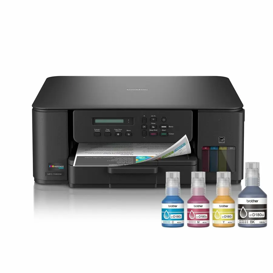 Brother BRTMFCT580DW All-in-1 Color Inkjet Printer - 2400 x 1200 Resolution, Refillable Ink, Wireless Photo Transfer Capability, Wireless Photo Transfer Printers
