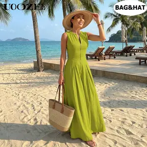 UOOZEE 2026 New 2-Piece Bohemian Straw Bag Set - Large-Capacity Lightweight Beach Straw Boho Shoulder Tote with Leather Handles, Wide-Brimmed Sun Hat for Beach Photos, Lightweight Beach Bag