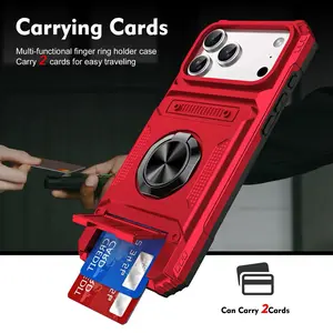 Phone Case for iphone 17 16 15 14 13 12 1 1pro max plus ,Concealed Card Slot Layered Shockproof Phone Cases with Magnetic Ring Holder