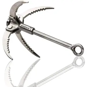 Grappling Hook with 10m Rope – Multifunctional Grapple Hook - 4 Stainless Steel Folding Claws - Heavy Duty - Outdoor Camping Hiking Tree Rock Mountain Climbing Equipment