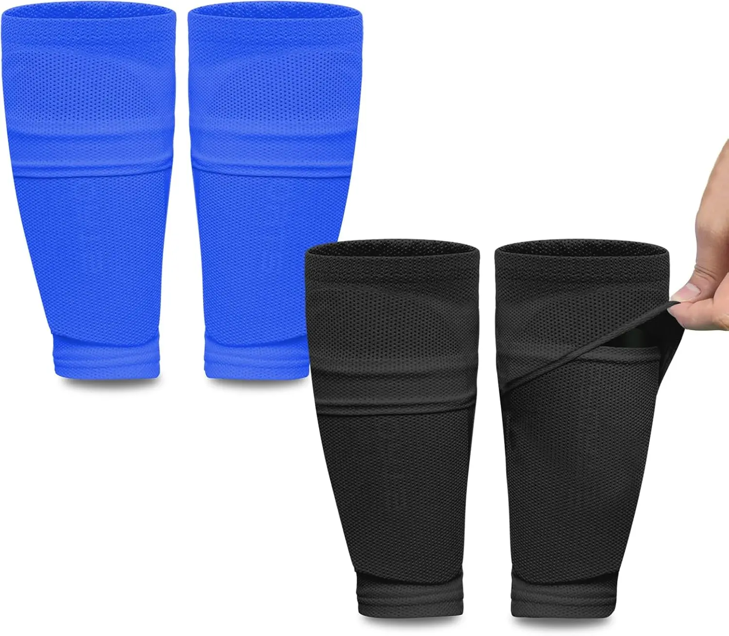 2 Pairs  Youth Soccer Shin Guard Sleeves with Optimized Insert Pocket, Shin Pad Compression Sleeves for 3-15  Boys Girls  Teens for Soccer