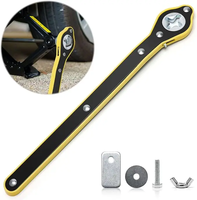 Jack Ratchet Wrench, Auto Labor-Saving Lug Wrench for Scissor Jack, Forward and Reversal Knob Design