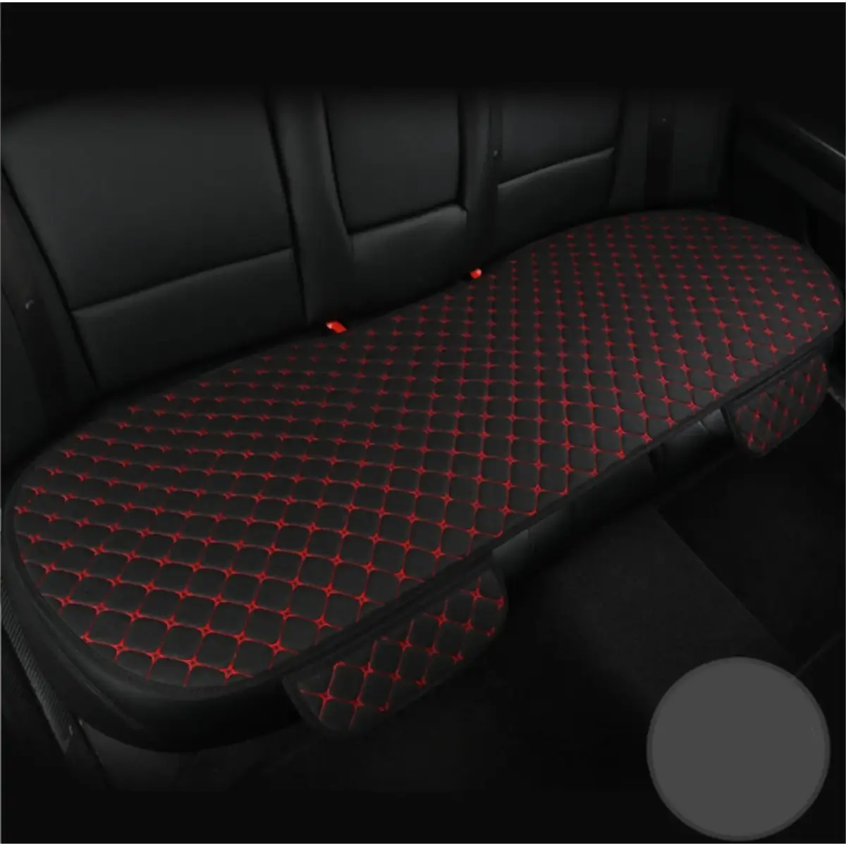 Linen Rear Backseat Dog & Cat Car Cover - Universal Smart Fit, Breathable, Non-Slip All Weather Bench Protector with Pocket Holds Phone or Sunglasses for SUV, Sedan - Auto Seat Protectors (Black Red)