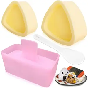 Onigiri Mold, 3 Pack Rice Mold Musubi Maker Kit, Musubi Press Mold, Classic Triangle Rice Ball Mold Maker Sushi Mold for Kid Lunch Bento, Home DIY