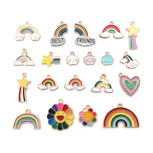 DIY Metal Pendants Charms Mix Design for Jewelry Making Featuring Rainbows Clouds Stars and More