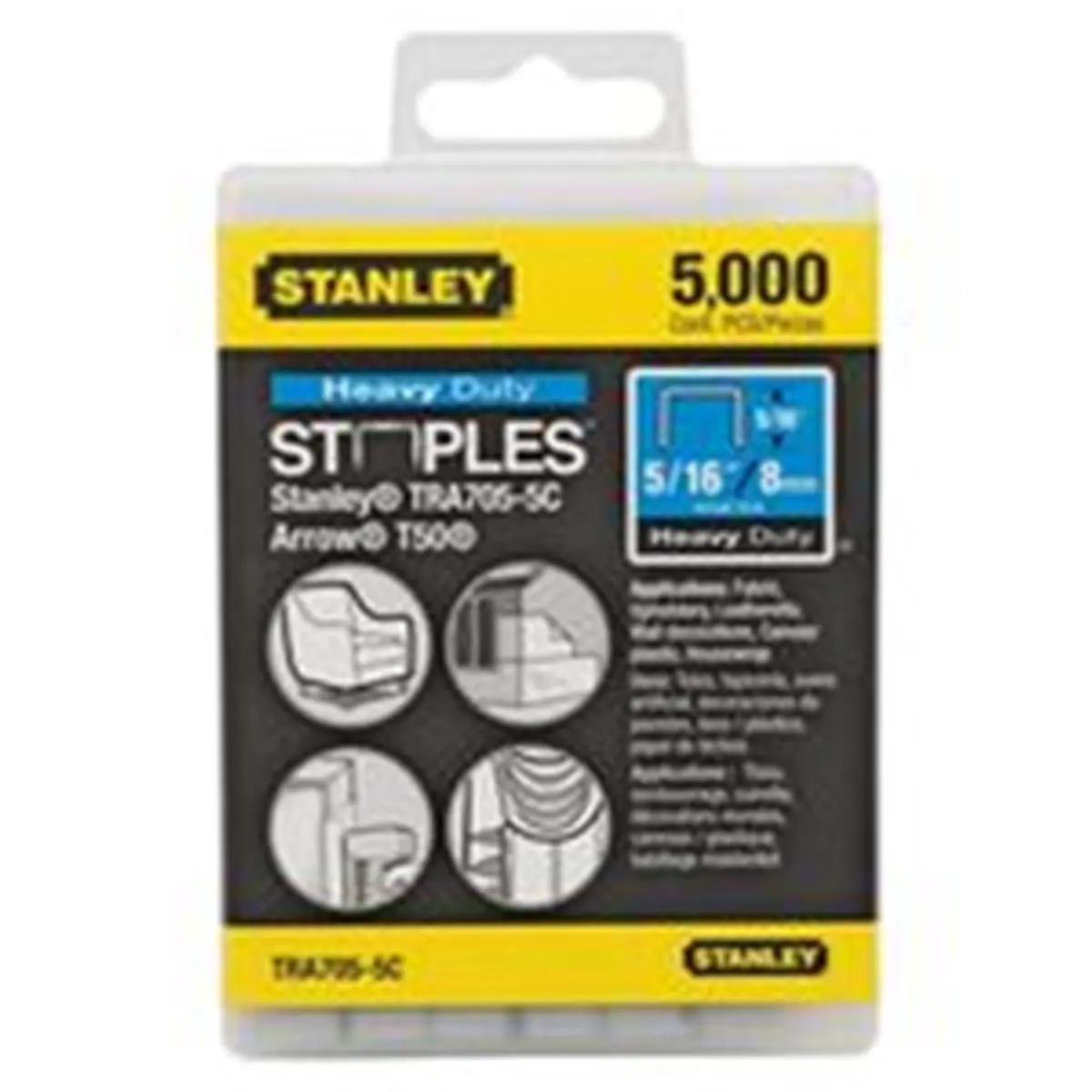 Stanley Tools 9422007 Flat Heavy Duty Crown Staple, 0.312 in. - Pack of 5000