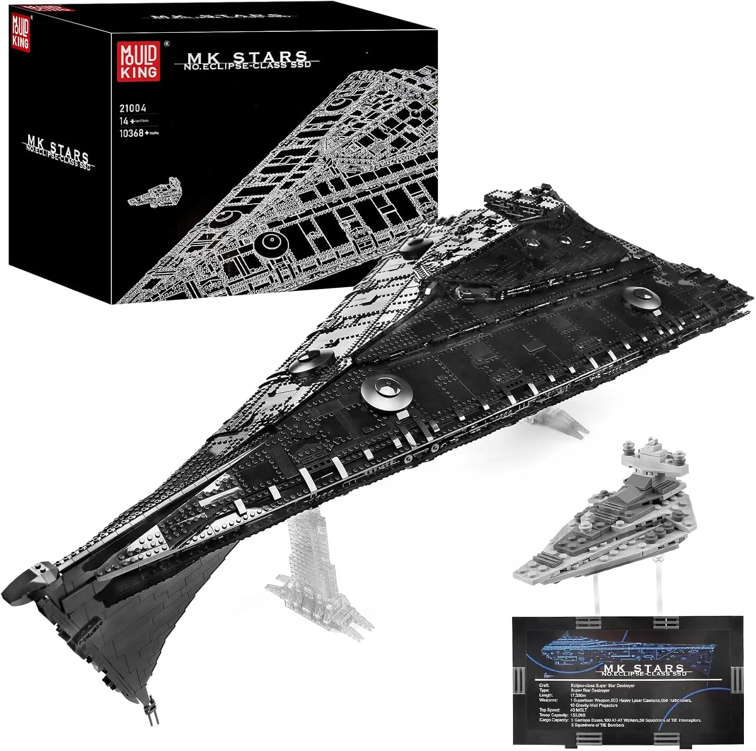 Mould King 21004 Technik Large Star Destroyer Stem Building Blocks Kit, Imperial Wing Fighter UCS Collection, Futuristic 3D Puzzle Model Building Kits for 8+ Yrs, Compatible with MOC Eclipse Class Super Starship