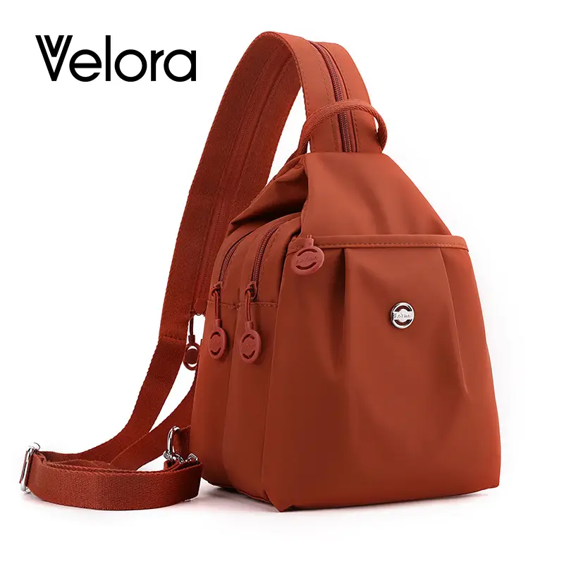 Velora Fashion Oxford Cloth Casual Backpack Messenger Bag Chest Bag with Side Pouch Adjustable Strap Zipper Pocket Inner Patch Pocket 30x21x14cm