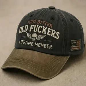 100% Bitter Old F*ckers Club Life Time Member Hat Perfect Gift For Dad Low Profile Dad Hat Pigment Dyed