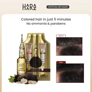 HAARAZ Shampoo Hair Color & Ampoule 5 Pack | 5-Minute Gray Hair Touch-Up with Black Truffle | Ammonia-Free, Nourishing Hair Color