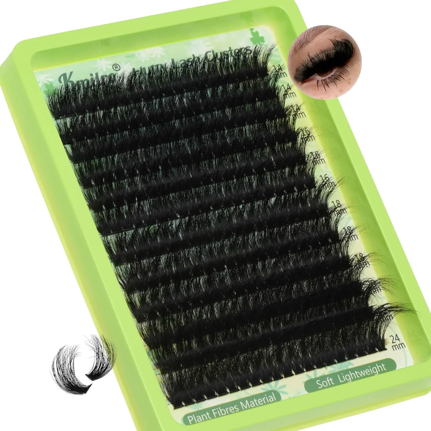 Lash Clusters 14-24mm Thick Long Cluster Eyelash Extensions 180D D C Volume Eyelash Clusters 240pcs Individual Lashes Soft Wispy False Eyelashes DIY Lash Extension for Beginners