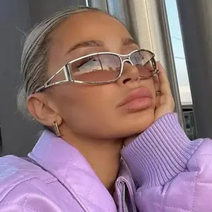 Tinted Lens Simple Sunglasses For Everyday Use, Y2k Style Summer Fashion Steampunk Glasses, Travel Accessories