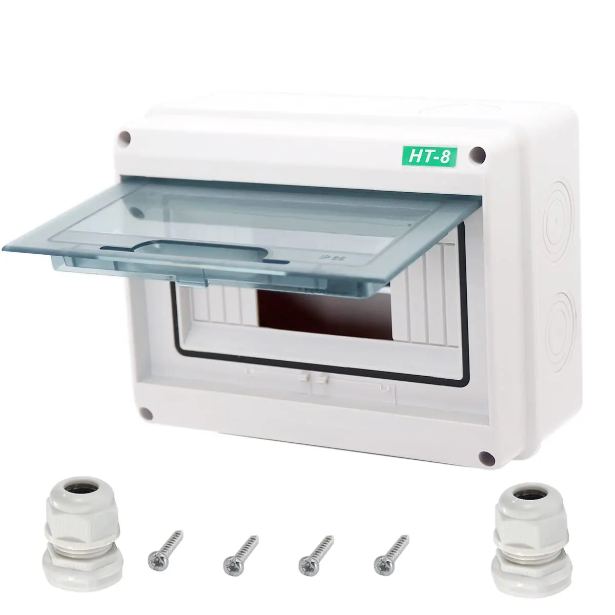 Breaker Box Distribution Protection Box, IP65 Clear Cover Electrical Box, ABS Power Supply Electronic Junction Box Din Rail Enclosure for Circuit Breaker on The Wall 8 Way(200x155x95mm)