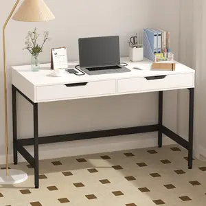 Naiyufa Writing Desk Home Office Computer Desks with 2 Drawers Modern White Finish for Study and Work with hiddenoncealed Compartment outdoorfun
