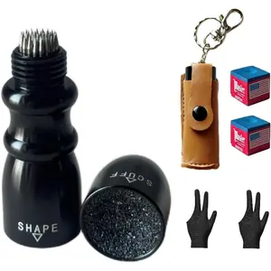 3 in 1 Pool Cue Tip Shapers, Available in Red Blue Black, Cue Tip Maintenance Tool With Leather Bag, Billiard Pool Cue Accessories