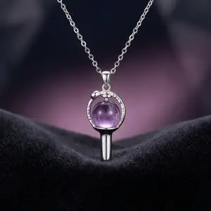 KPop Light Stick Pendant Necklace – Fan Support Jewelry, ARMY Inspired Choker, Cute Collarbone Chain Gift