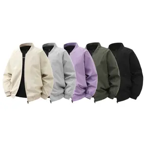 Trendy Retro Solid Color Baseball Jacket for Men and Women Spring Couple Outfit Versatile in Beige Gray Purple Olive Green Black