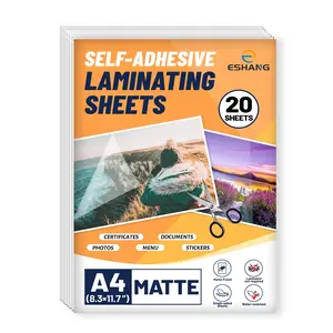 20 Sheets A4 Size Clear Matte Cold Lamination Film, Waterproof Self-Adhesive Clear Sticker Film, Ideal Office & School Supplies, Laminating Sheets, Matte Finish, Documents