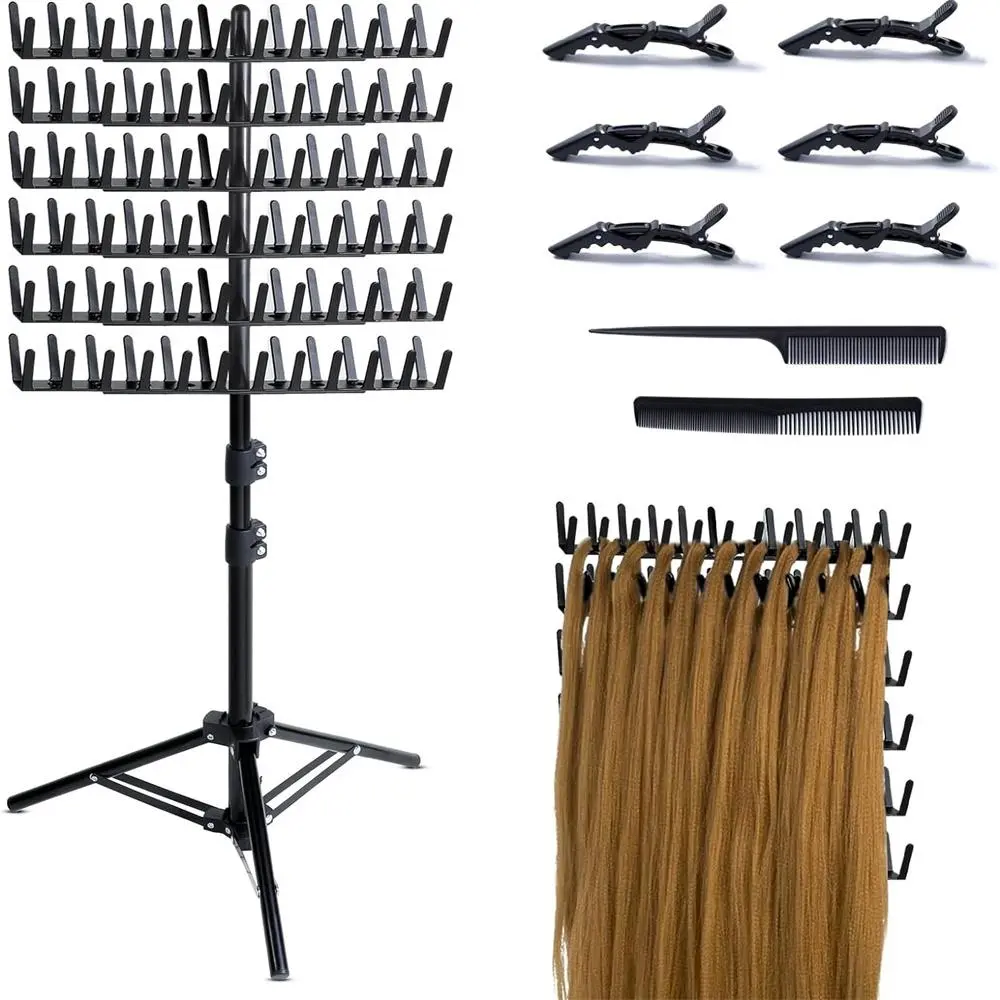 Hair Styling Tools, Haircare, 5 Counts Bobby Pins & 1 Count Wig Support Display Stand & 2 Counts Combs, Display Stand for Hair Styling Kit, Hair Accessories, Hair Divider Rack, Hair Extension Holder, Hairdressing Tools Set, Salon Supplies, Barber Supplies