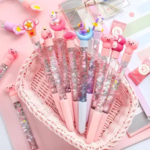 Cartoon Sandflow Flowing Glitter Gel Pens Set of 10, Random Styles High Aesthetic Girl Heart Cute Creative Pen, Student Gift Christmas Present, Stationery Supplies