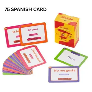 Easter Gift Spanish Conversational Phrase Flash Cards - 75 Beginner Sayings for Travel, Memory, Quick Reference - Educational Language Learning Resource - Game Like Play - Kids, Grade School, Classroom Homeschool