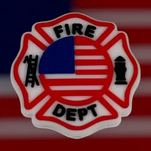 Fire Department Flag Emblem Silicone Focal Bead