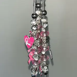 Breast Cancer Awareness Chunky Charm Bracelet for Women