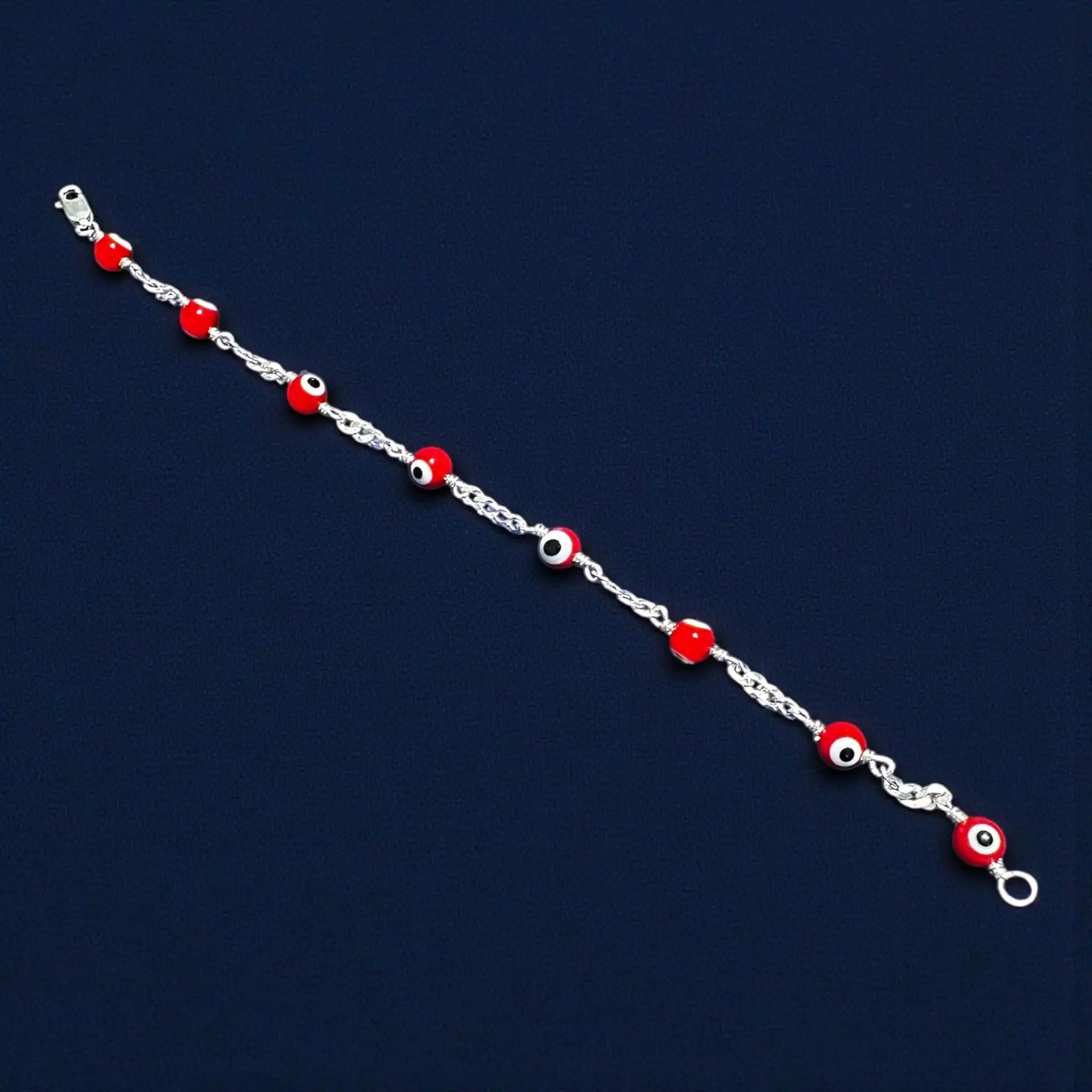 Handmade 925 Sterling Silver Red Evil Eye Bracelet – 6mm Beads (7" / 7.5" / 8")