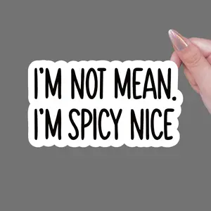 I'm not mean, I'm a spicy vinyl sticker, Funny stickers - fun reference stickers for water bottles, laptops, and more. -Self adhesive, plastic, wood, glass, metal design, school supplies, back to school Sticker Decal