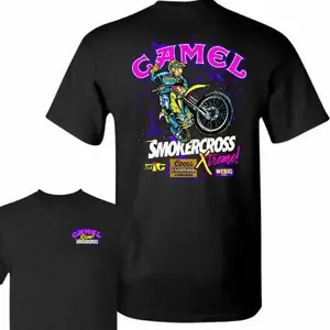 Retro Moto Aesthetic: SmokerCross Neon Graphic Tee, 90s Style Dirt Bike Racing Shirt, Premium Cotton Streetwear, Perfect Gift for Motocross Fans & Riders