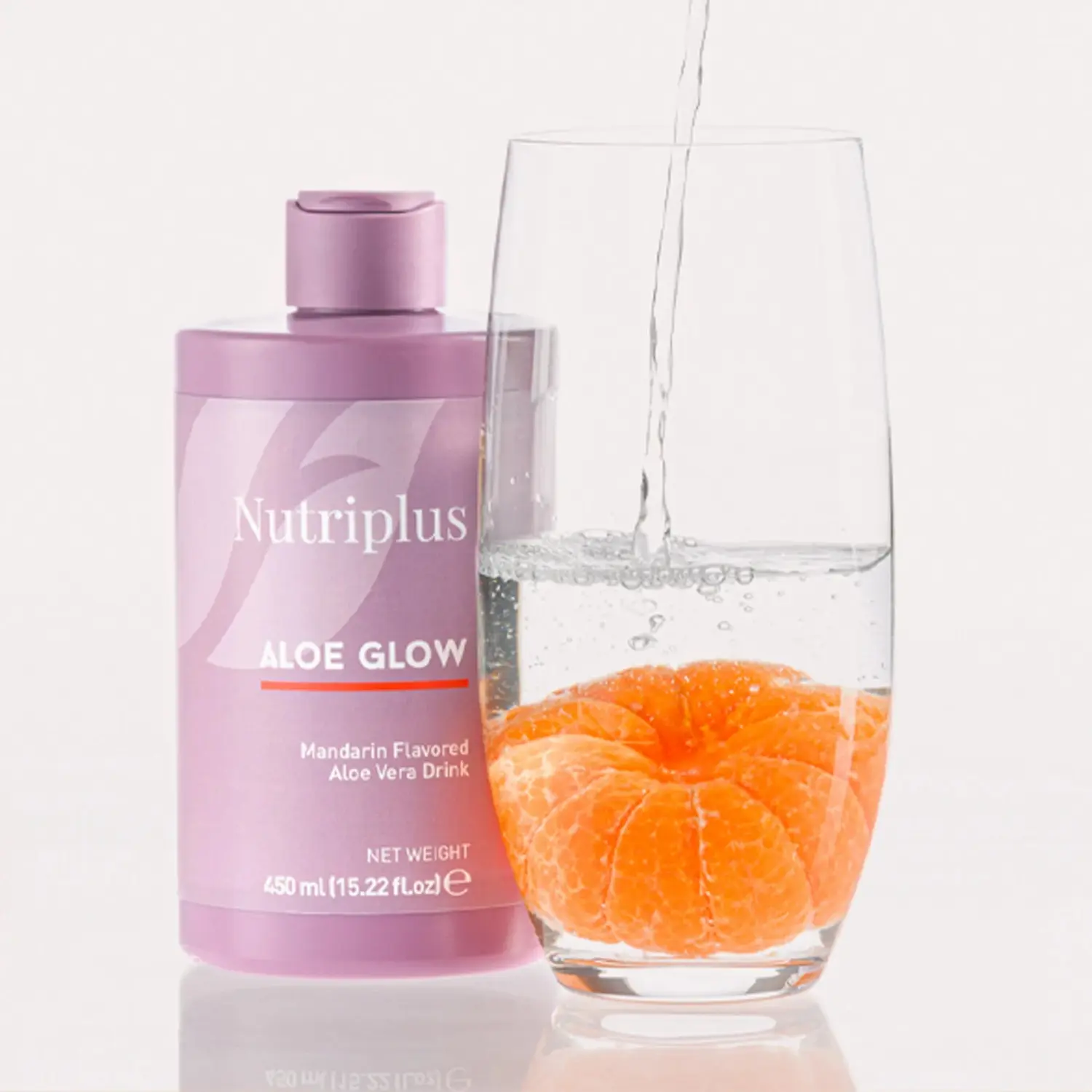 FARMASI NUTRIPLUS Aloe Glow Mandarin Beauty Supplement - Organic, Sugar Free, Nutrient Blend, Mandarin Zing, Sustainable Aloe, Adults Weight & Energy Aid, Joint Support, Blended Vitamins & Minerals - 15.22oz (450ml) Genuine New