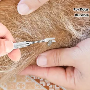 Single-Pack Stainless Steel Tick Removal Tool for Dogs - Easy-Grip V-Shaped Head, No Residue, Portable & Durable for Home or Travel Use, Tick Remover