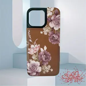 A business leather card holder phone case with purple floral pattern, suitable for iPhone 17 Air/16 Plus/15 Pro Max/14 Pro/13/12/11/XS Max/X phone case, perfect choice for holiday gifts for family, friends, lovers, boyfriend, girlfriend KBPK12