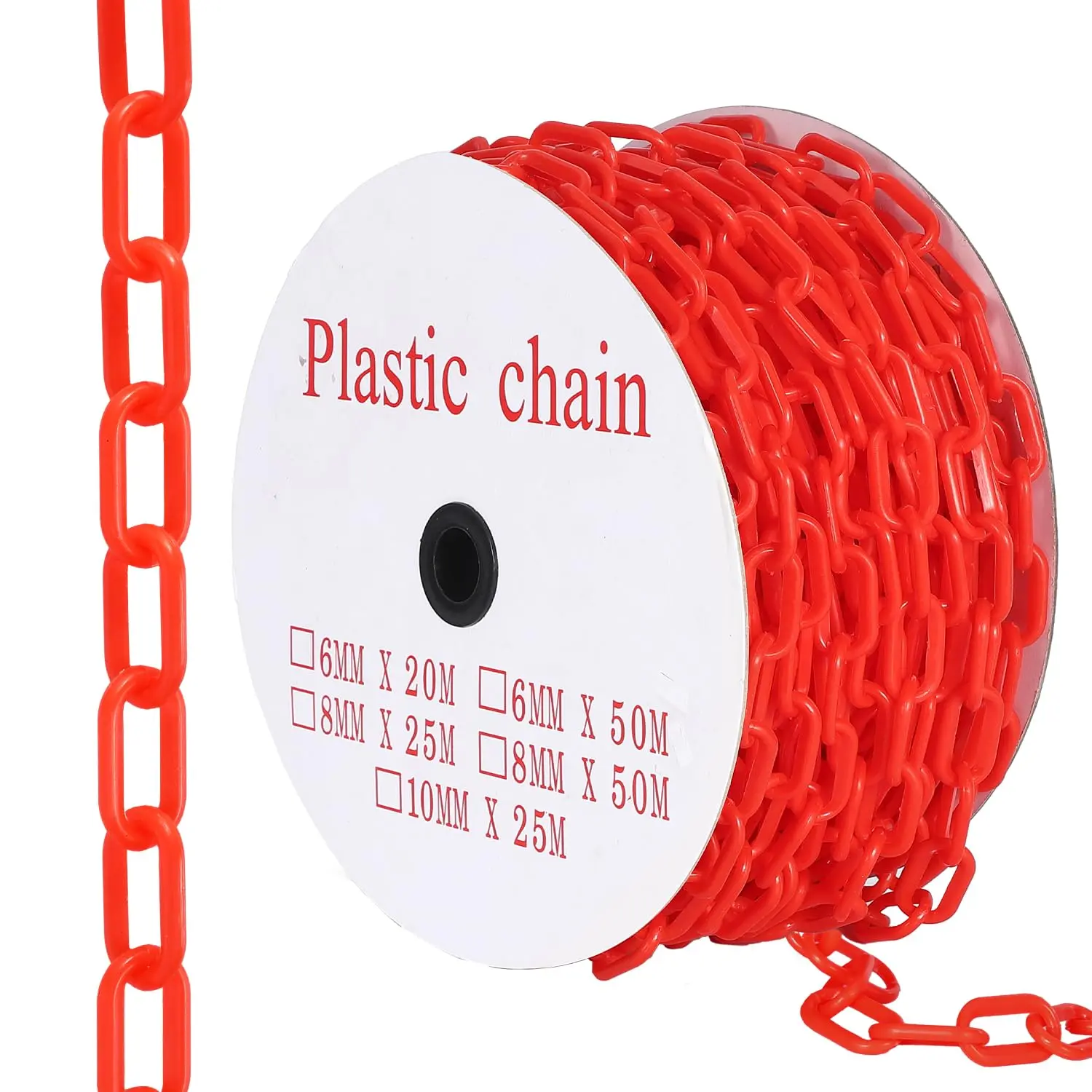 Durable 240FT Plastic Safety Chain for Crowd Control – 6MM Thick, UV Resistant, 1.4-Inch Links, 50 S-Hooks – Ideal for Parking Lots, Construction Sites, Driveways, Queue Lines