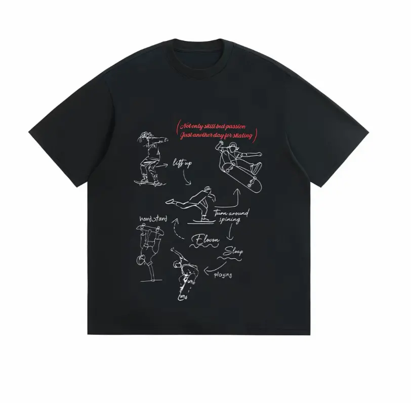 Men's Cute Crew Neck Skateboard Graphic T-Shirt - 100% Soft Comfy Cotton, Casual Short Sleeve Loose-Fitting All Seasons Streetwear Top, Breathable Classic Menswear Tee with Reinforced Stitch, Machine Washable