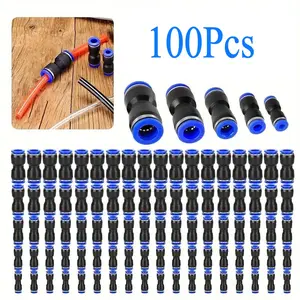 100Pcs Straight Push Connectors - Quick Connect Air Hose Fittings 4 6 8 10 12 mm Tube,Quick Release Pneumatic Connectors,Air Line Fittings,Tool
