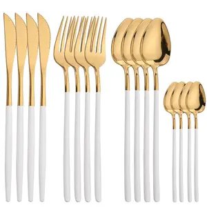 Stainless Steel Cutlery Set, 16pcs/set Including Knife & Fork & Coffee Spoon & Dinner Spoon, Tableware Set for Home Kitchen Dining Room Picnic Wedding, Utensils