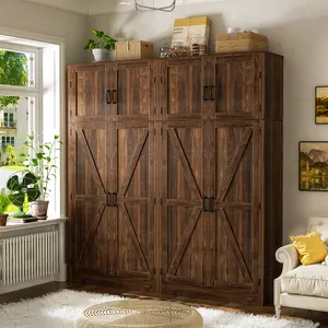 Homieasy 71'' Tall Kitchen Pantry, Farmhouse Storage Cabinet, Freestanding Pantry Cabinets with Barn Doors & Adjustable Shelves, Kitchen Storage Cabinets for Living Room, Dining Room, Bathroom furniture, mothersdaygift