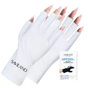 SAVILAND U V Gloves for Nails UPF200+ High-Tech Professional Fingerless Gloves Prevent U V Radiation Damage for Gel Nail Lamp Skin Care