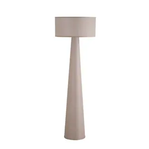 TAUPE FLOOR LAMP - 59” Tall Linen Shade & Body with LED Bulb Included Soft Ambient Lighting for Living Room or Bedroom Timeless Elegance & Space-Saving Design