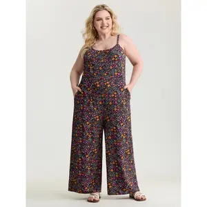 【Summer Turn-Up】BlOOMCHIC Plus Size Supersoft Vibrant Floral Print Stretchy Jumpsuit [M-6X] 2026 Summer Pick for Mother's Day