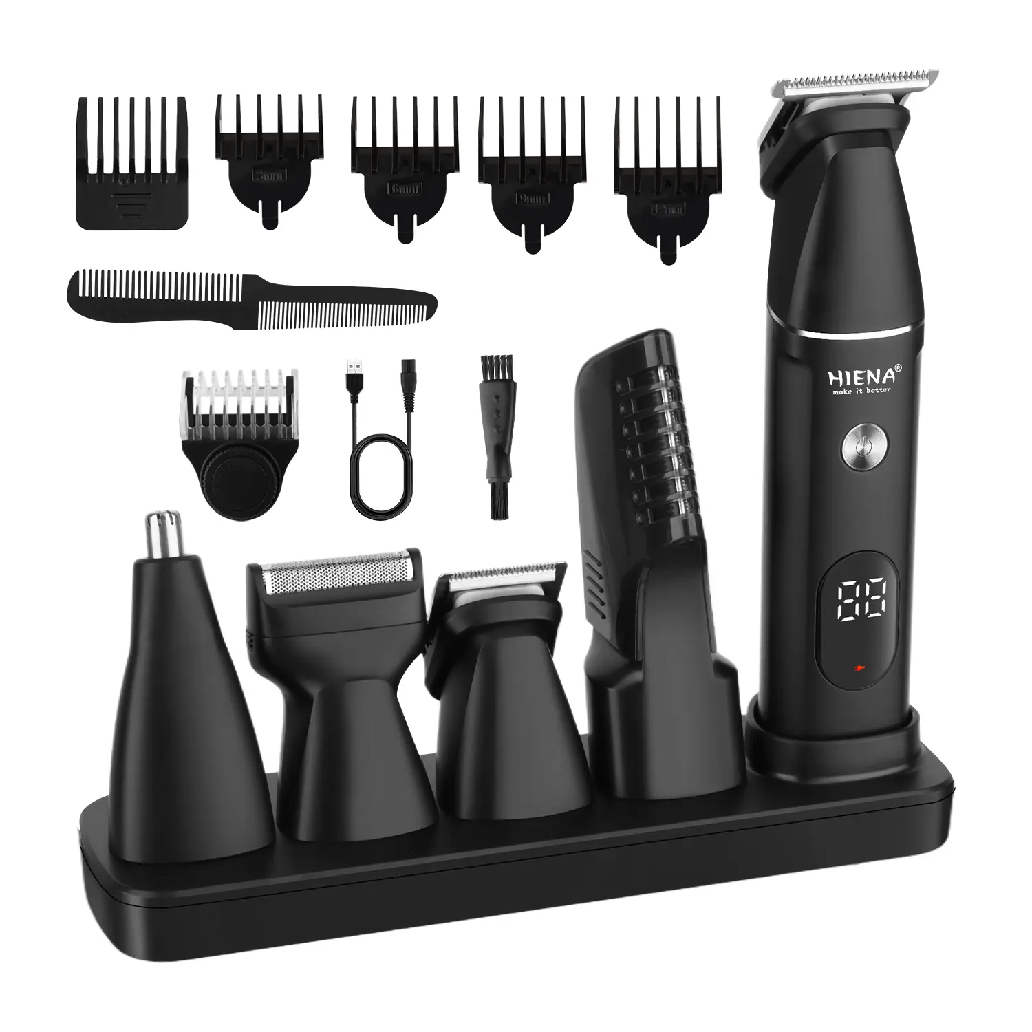 5-in-1 Men's Electric Shaver Set Clipper with LED Display, USB Rechargeable, 7000 Speed, Home Grooming & Salon Use, Perfect Gift for Men, Beard Hair Shaver,
