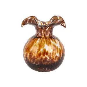 Vietri Hibiscus Glass Brown Tortoiseshell Bud Vase