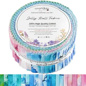 Newbrothread&Craftido 100% Cotton Jelly Roll Fabric 40 Strips 2.5" x 44" Precut for Quilting Sewing Crafting Rainbow Inks, TikTokShopDealsforYouDays, fathersdaygiftideas