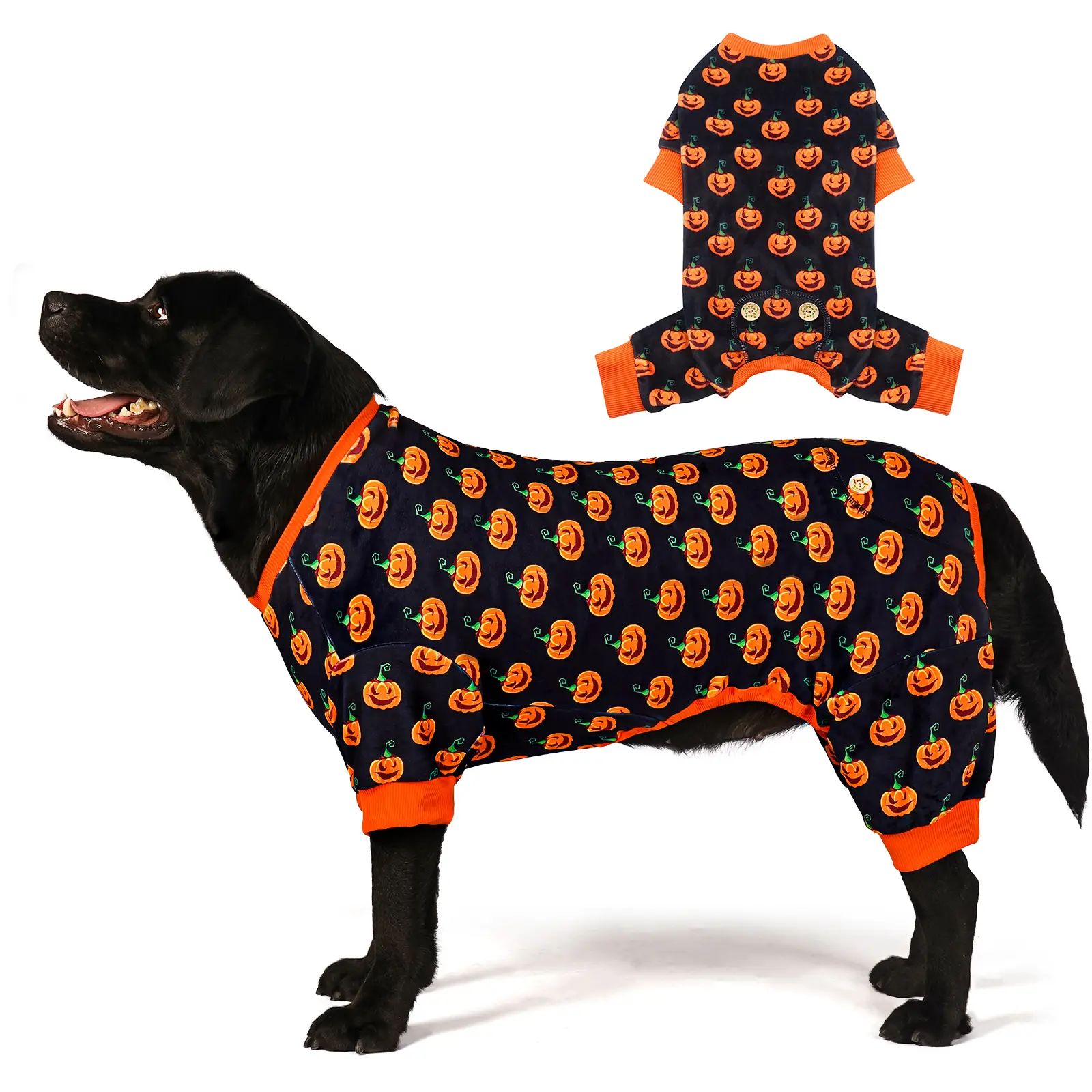 KYEESE Cozy Halloween PJs for Dogs Pet Adorable Funny Sleeveless Pumpkin Print Perfect for Spooky Snuggles & Cute Pics Easy Care Machine Washable Shir
