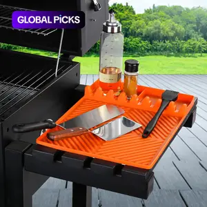 Silicone Griddle Tools Mat, 1 Count Waterproof & Oil-proof Spatula Drain Pad, Travel Accessories, Multifunctional Side Shelf Mat for Kitchen Cooking Counter #GLOBAL PICKS