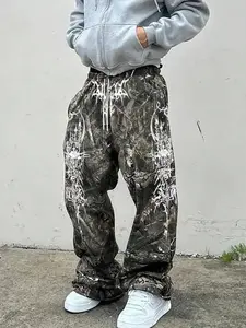 Men's Graphic printed sweatpants with drawstring waistband, casual and comfortable, Elastic, with pockets, suitable for everyday wear and all seasons.